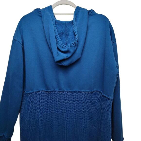 Time And Tru Blue V-Neck Hooded Sweater Size M 8-10 - Picture 5 of 8